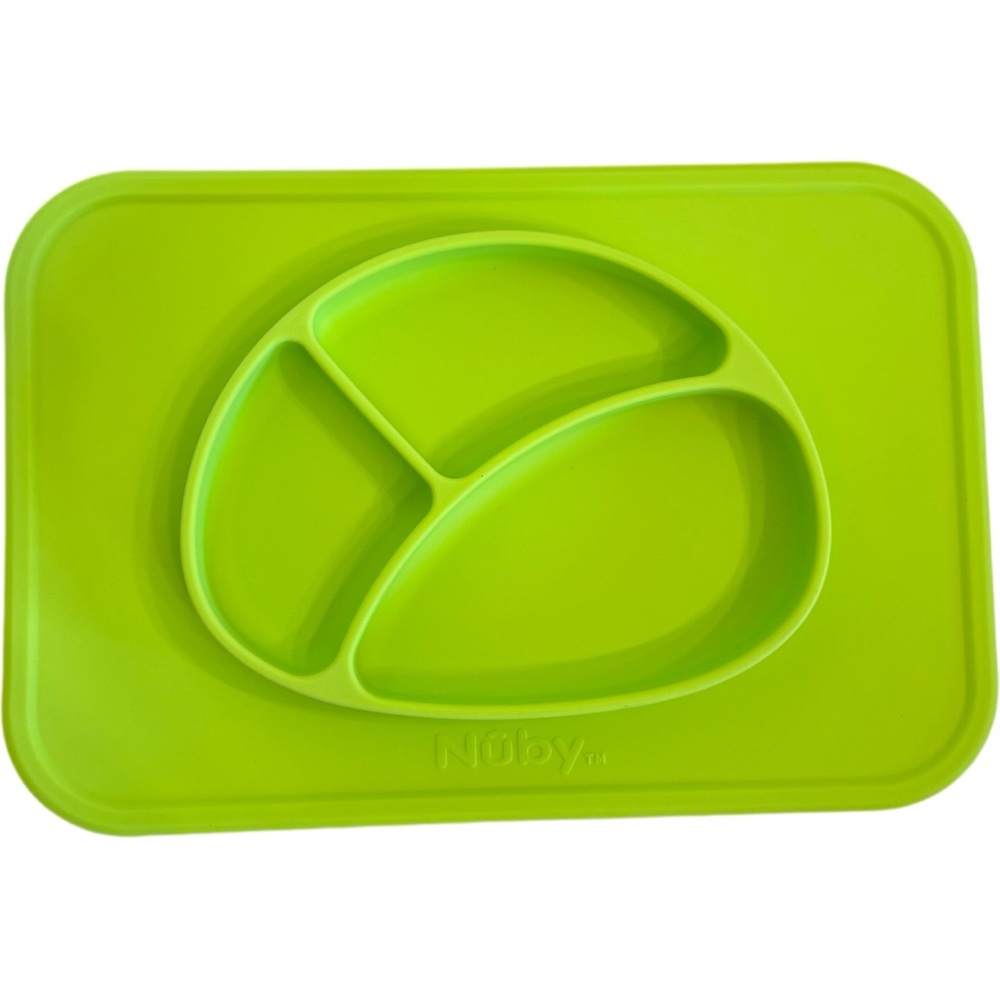 2Pc Nuby Sure Grip Silicone Miracle Mat Sectioned Feeding Placemat Toddler/Baby